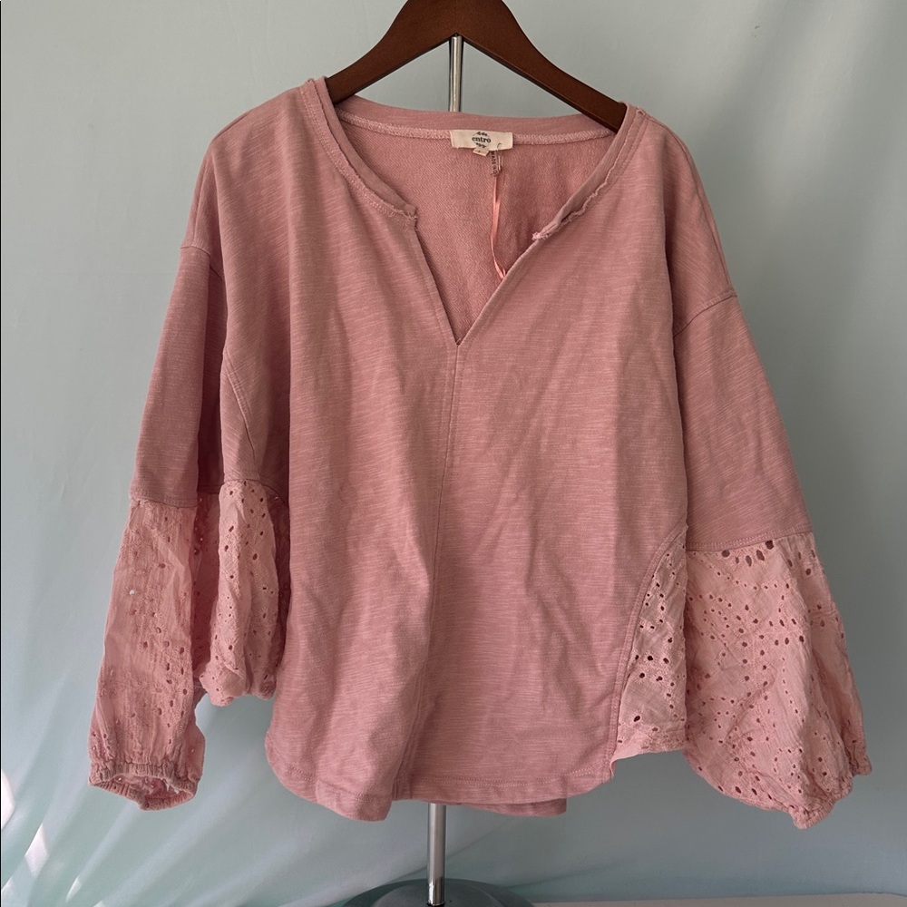 Entro Pink Bohemian Crop blouse Large
